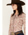 Image #2 - Rock & Roll Denim Women's Paisley Print Double Piping Long Sleeve Snap Western Shirt , Red, hi-res