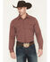 Image #1 - Gibson Trading Co Men's Buckshot Striped Print Long Sleeve Snap Stretch Western Shirt - Tall, Burgundy, hi-res