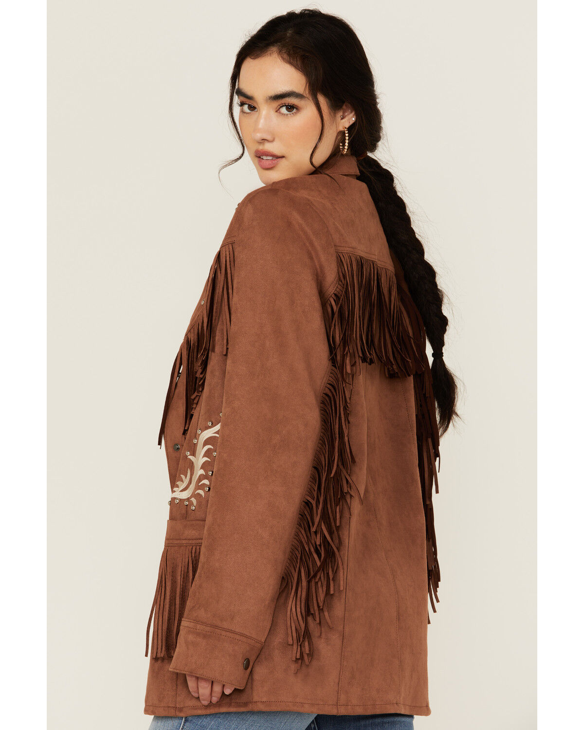 Image #4 - Rock & Rock Denim Women's Suede Fringe Jacket, Brown, hi-res