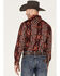 Image #4 - Rock & Roll Denim Men's Southwestern Stripe Stretch Long Sleeve Pearl Snap Shirt, Burgundy, hi-res