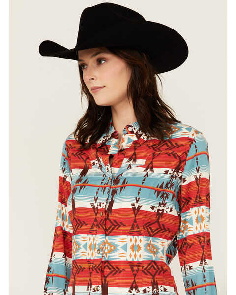 Image #2 - Wrangler Retro Women's Americana Southwestern Print Long Sleeve Snap Western Shirt , Red/white/blue, hi-res