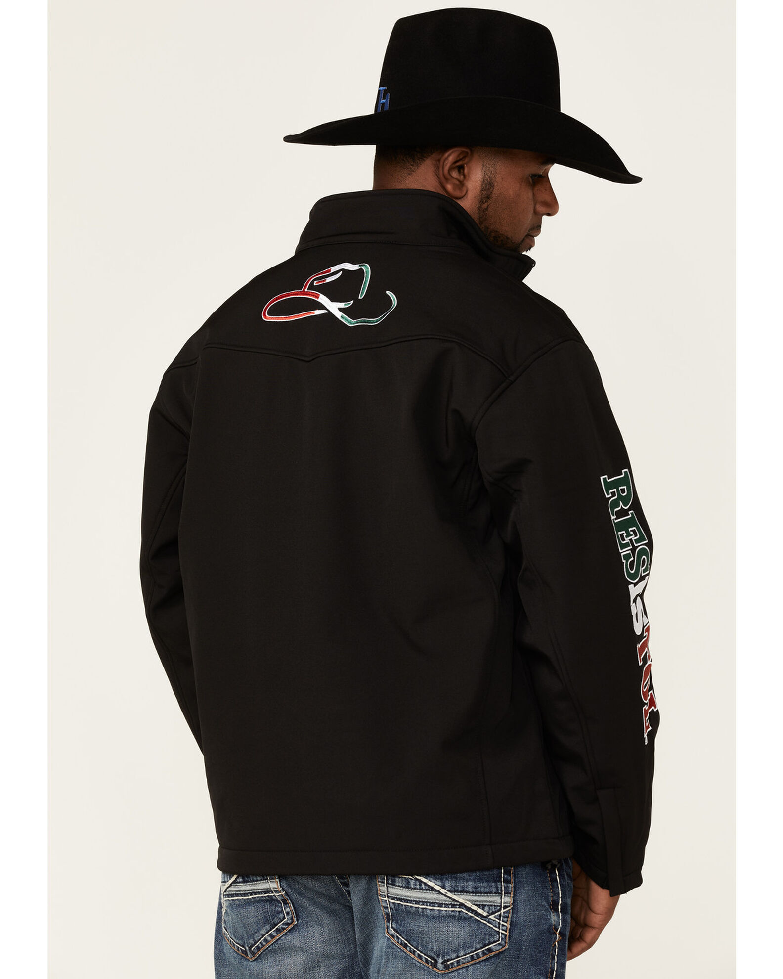 Resistol Men s Mexico Flag Logo Sleeve Zip Front Softshell Jacket Sheplers