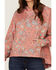 Image #3 - Hooey Women's Oversized Allover Floral Print Red Hoodie, Red, hi-res