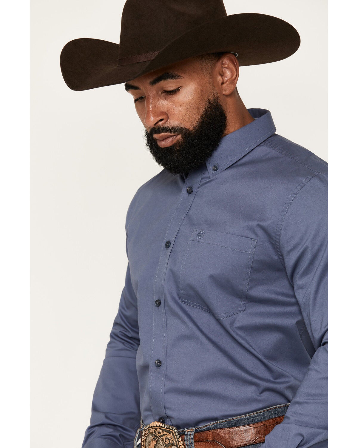 Image #2 - Cody James Men's Solid Long Sleeve Button-Down Stretch Western Shirt, Slate, hi-res
