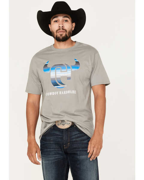 Cowboy Hardware Men's Serape Logo Graphic T-Shirt , Charcoal, hi-res