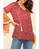 Image #4 - Red Label by Panhandle Women's Print Bell Sleeve Top, Dark Pink, hi-res