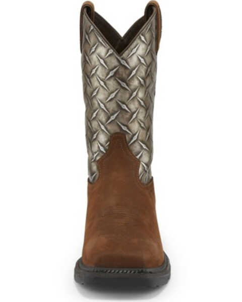 Image #4 - Tony Lama Men's Diboll Diamond Plate Western Work Boots - Composite Toe, Silver, hi-res