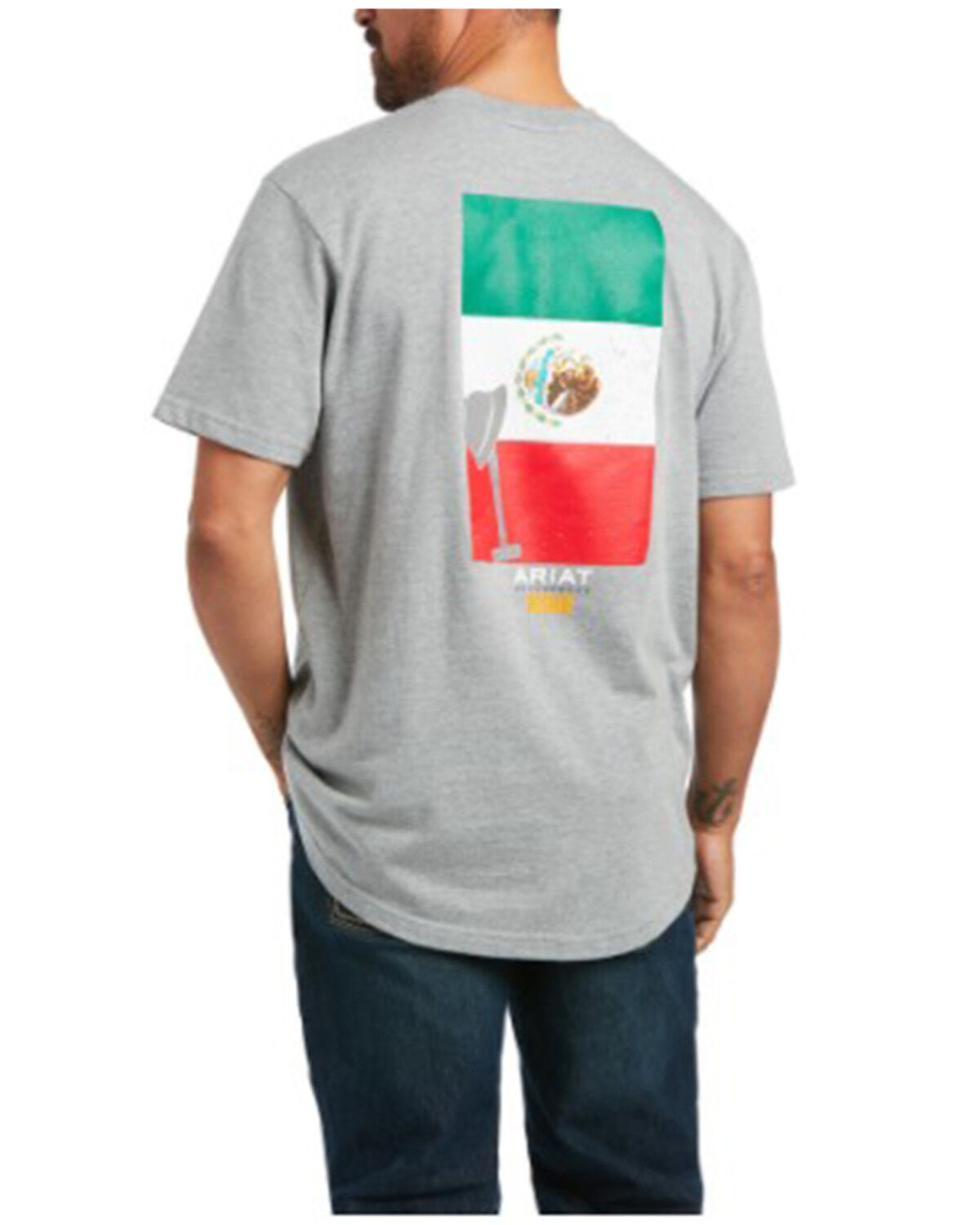 Image #2 - Ariat Men's Rebar Cotton Strong Mexico Pride Graphic Short Sleeve Work T-Shirt, Heather Grey, hi-res