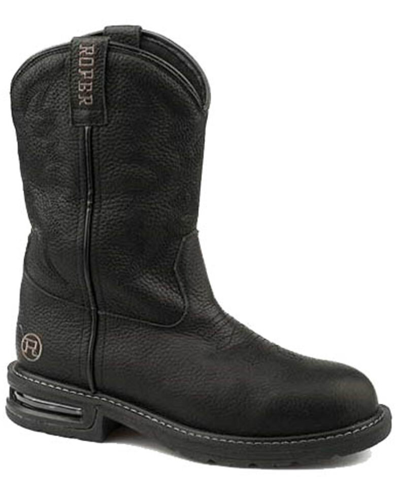 mens roper boots black