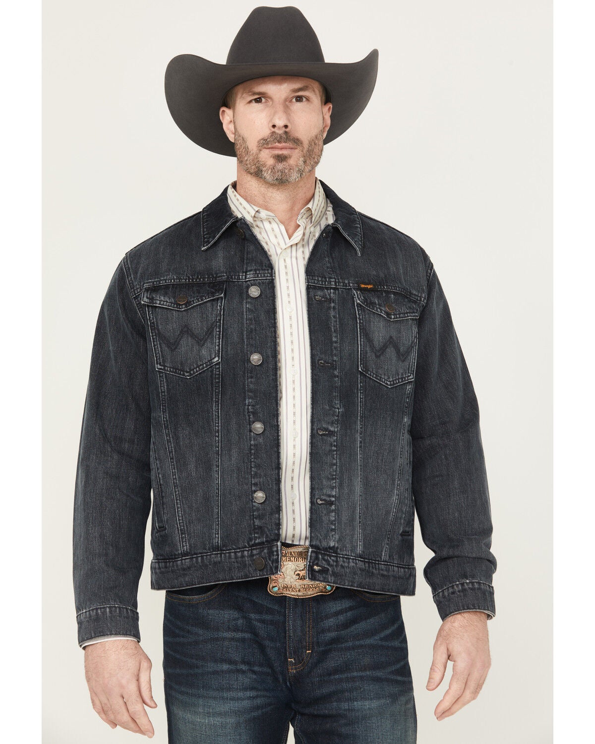 Wrangler Retro Men's Dark Wash Button-Down Denim Jacket, Dark Wash, hi-res
