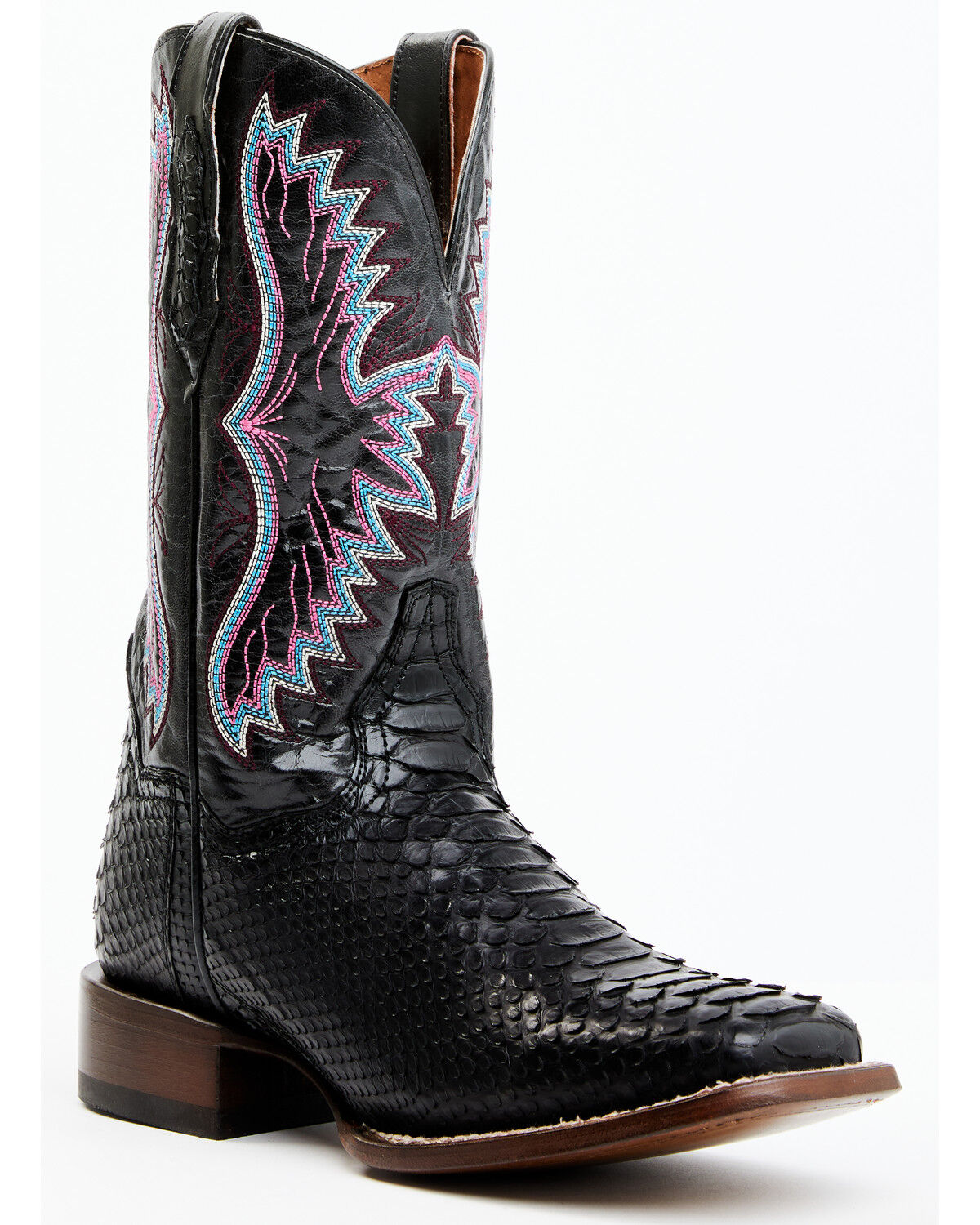 Image #1 - Dan Post Women's Back Cut Python Exotic Western Boot - Broad Square Toe, Black, hi-res