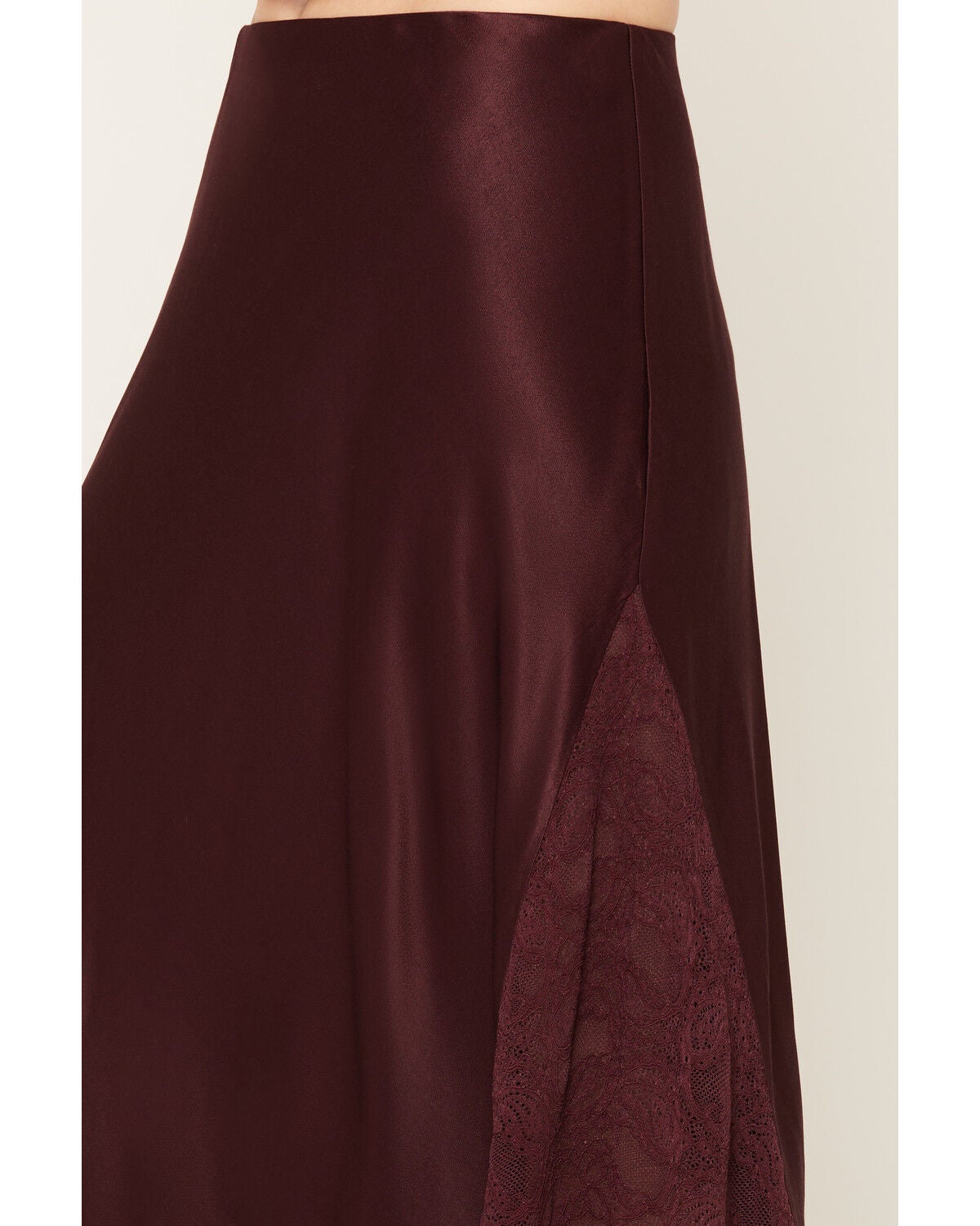 Image #4 - Idyllwind Women's Rita Satin and Lace Midi Skirt, Wine, hi-res