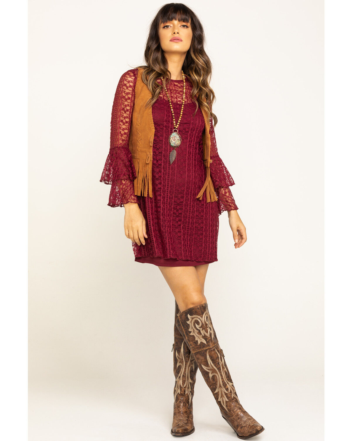 women's burgundy dress