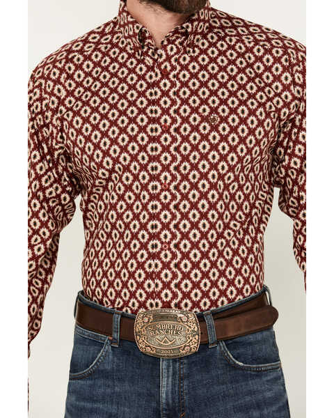 Image #3 - Ariat Men's Nevil Southwestern Print Long Sleeve Button-Down Shirt - Tall , Wine, hi-res
