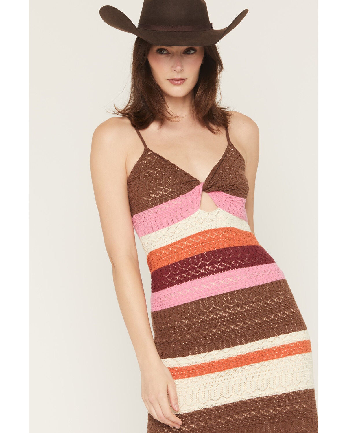 Image #4 - Shyanne Women's Striped Sleeveless Sweater Midi Dress, Burgundy, hi-res