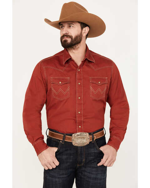 Image #1 - Wrangler Retro Men's Premium Solid Long Sleeve Snap Western Shirt - Tall , , hi-res