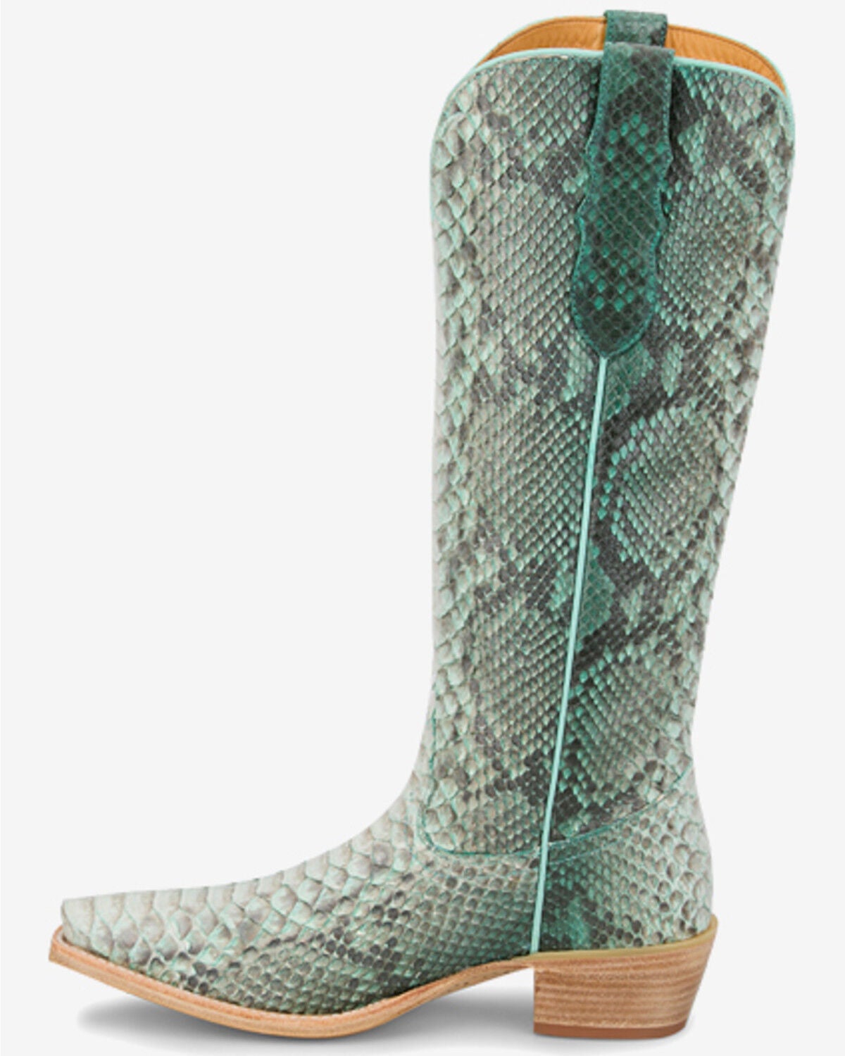 Image #3 - Tony Lama Women's Sadie Exotic Python Tall Western Boots - Snip Toe, Blue, hi-res