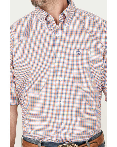 Image #3 - George Strait by Wrangler Men's Plaid Print Short Sleeve Button-Down Western Shirt, Blue, hi-res