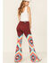 Ranch Dress'n Women's Dakota Southwestern Flare Leg Jeans, Burgundy, hi-res