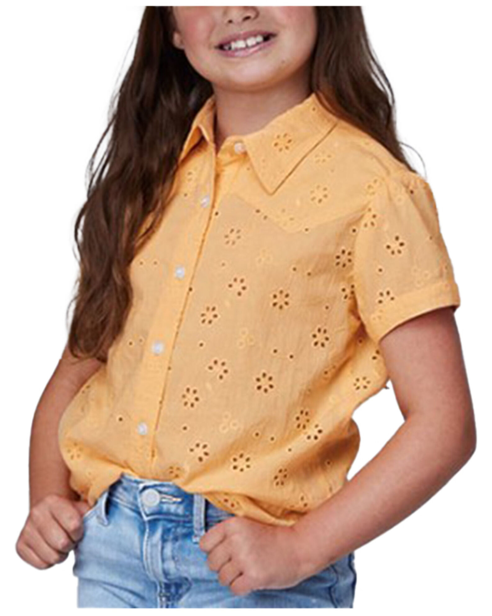 Roper Girls Eyelet Short Sleeve Button Down Western Shirt Sheplers