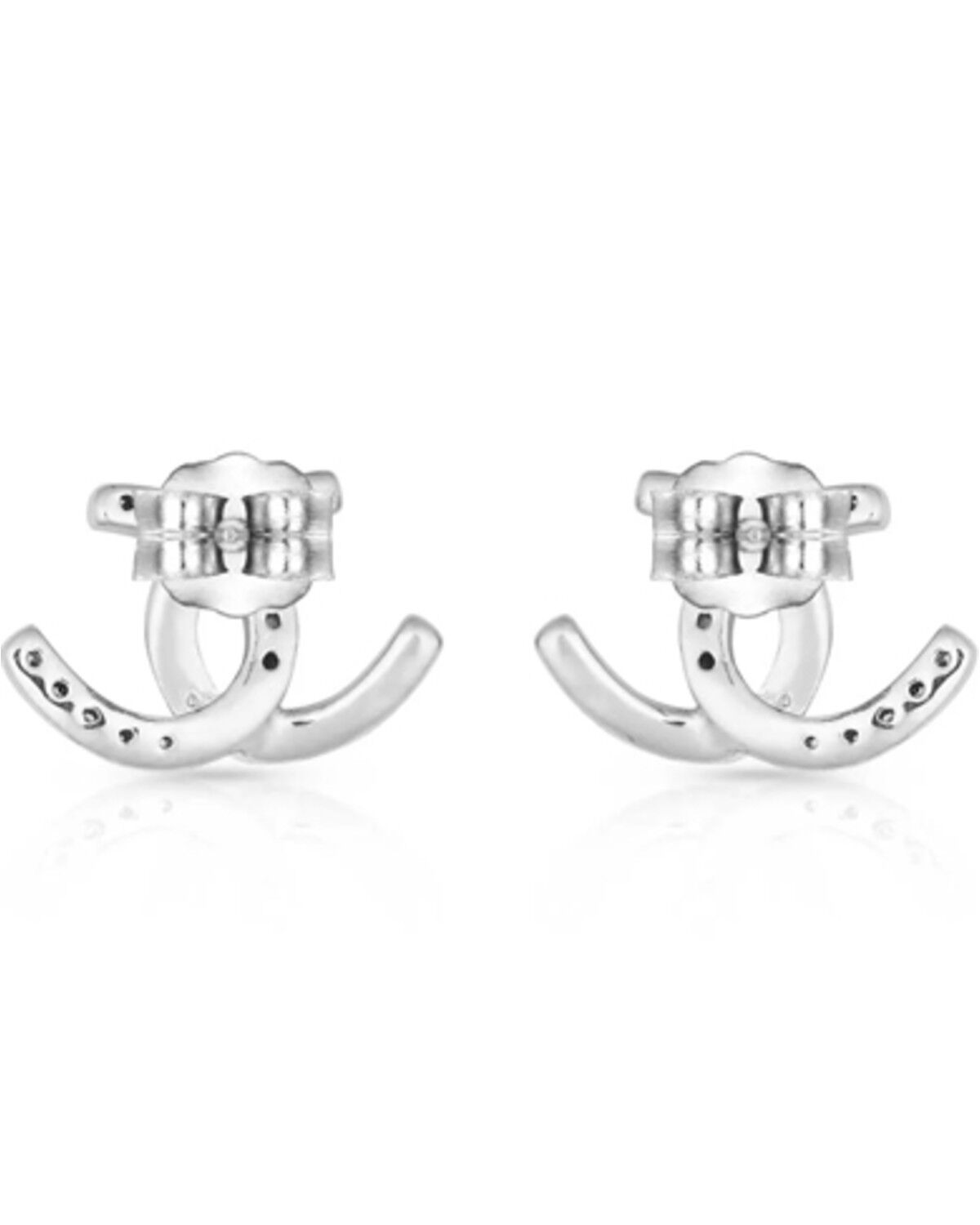 Image #2 - Montana Silversmiths Women's Horseshoe Happiness Post Earrings, Silver, hi-res