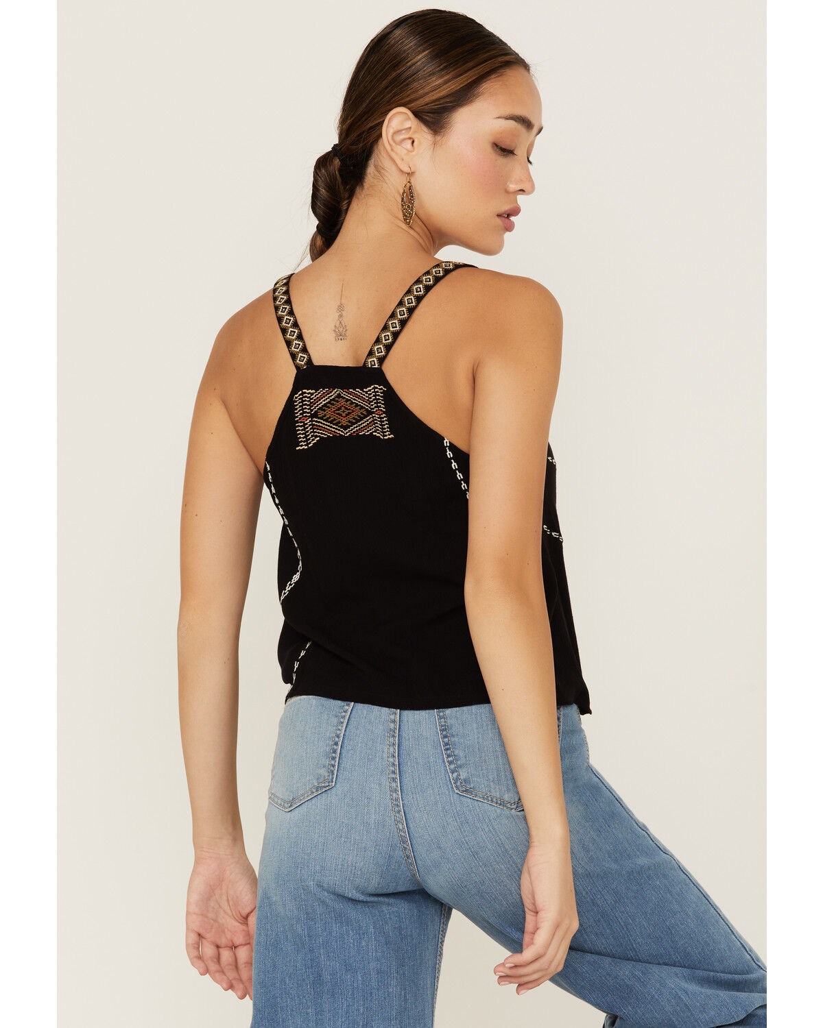 Image #3 - Shyanne Women's Southwestern Embroidered V-Neck Cami, Black, hi-res