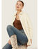 Sadie & Sage Women's Faux Leather Ecru Shacket, Ivory, hi-res