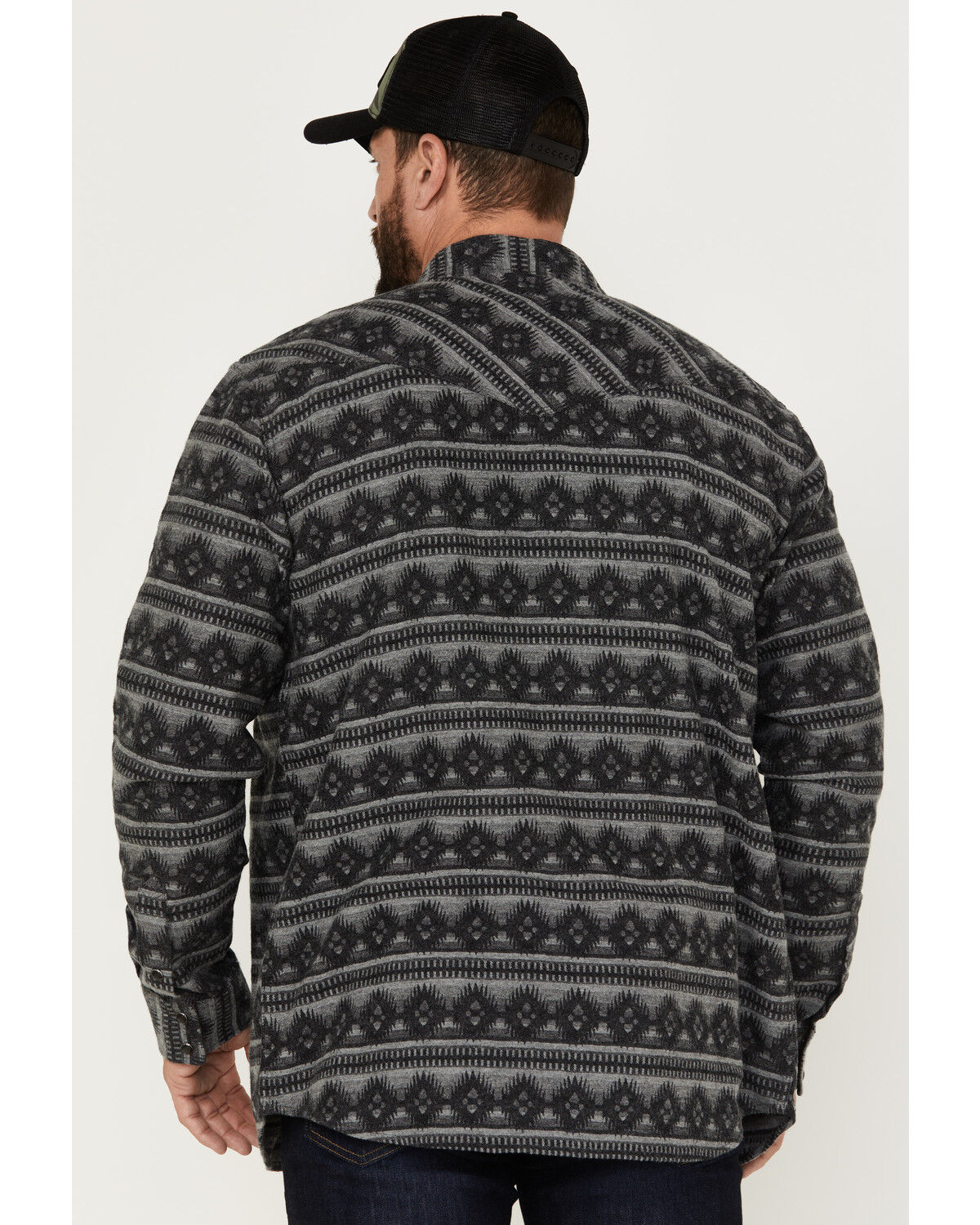 Image #4 - Moonshine Spirit Men's Southwestern Long Sleeve Flannel Western Shirt, Grey, hi-res