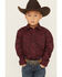 Image #1 - Roper Boys' Paisley Print Long Sleeve Snap Western Shirt, Wine, hi-res