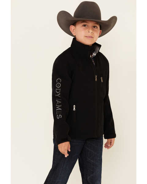 Image #1 - Cody James Boys' Black Embroidered Steamboat Softshell Bonded Jacket , , hi-res