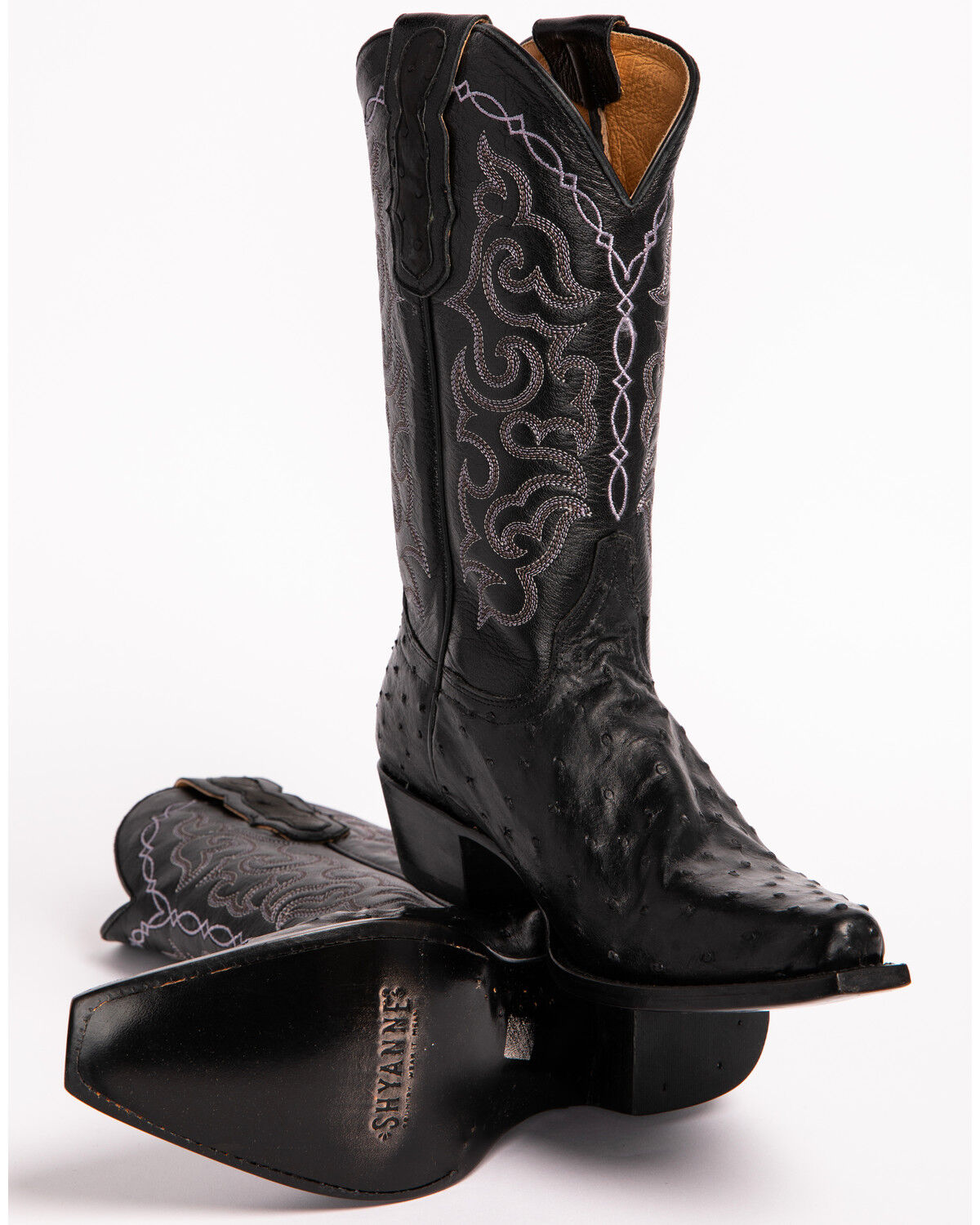 black full quill ostrich boots