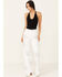 Image #1 - Vibrant Denim Women's Rhinestone Star High Rise Wide Leg Jeans, White, hi-res