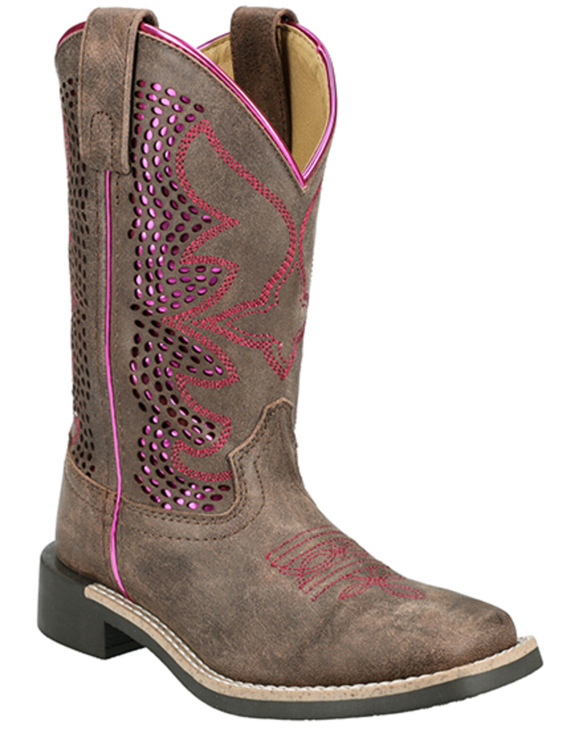 Image #1 - Smoky Mountain Girls' Willow Western Boots - Broad Square Toe, Brown, hi-res
