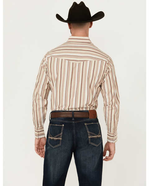 Image #4 - Ely Walker Men's Striped Print Long Sleeve Snap Western Shirt - Tall , Tan, hi-res