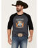 Image #1 - Cody James Men's Canyon Bronco Graphic Raglan T-Shirt, Navy, hi-res