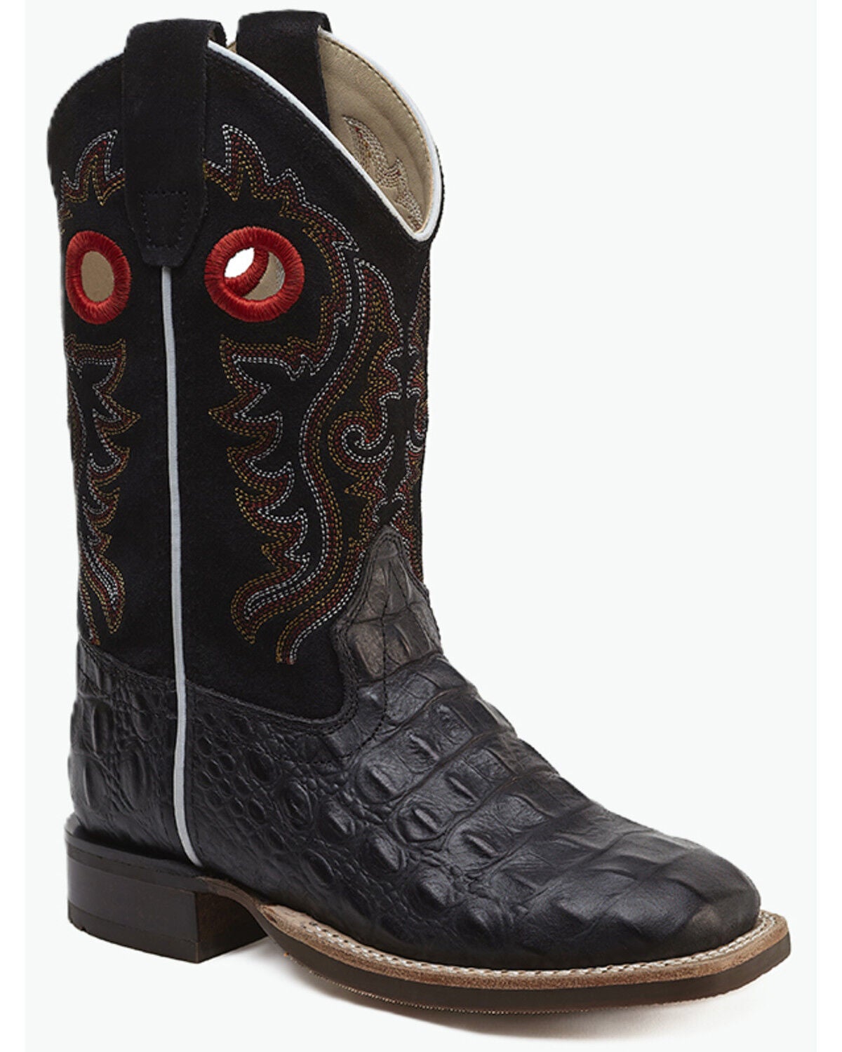 Image #1 - Old West Little Boys' Faux Alligator Western Boots - Broad Square Toe, Black, hi-res