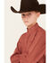 Image #2 - Cinch Boys' Geo Print Long Sleeve Button Down Western Shirt, Red, hi-res