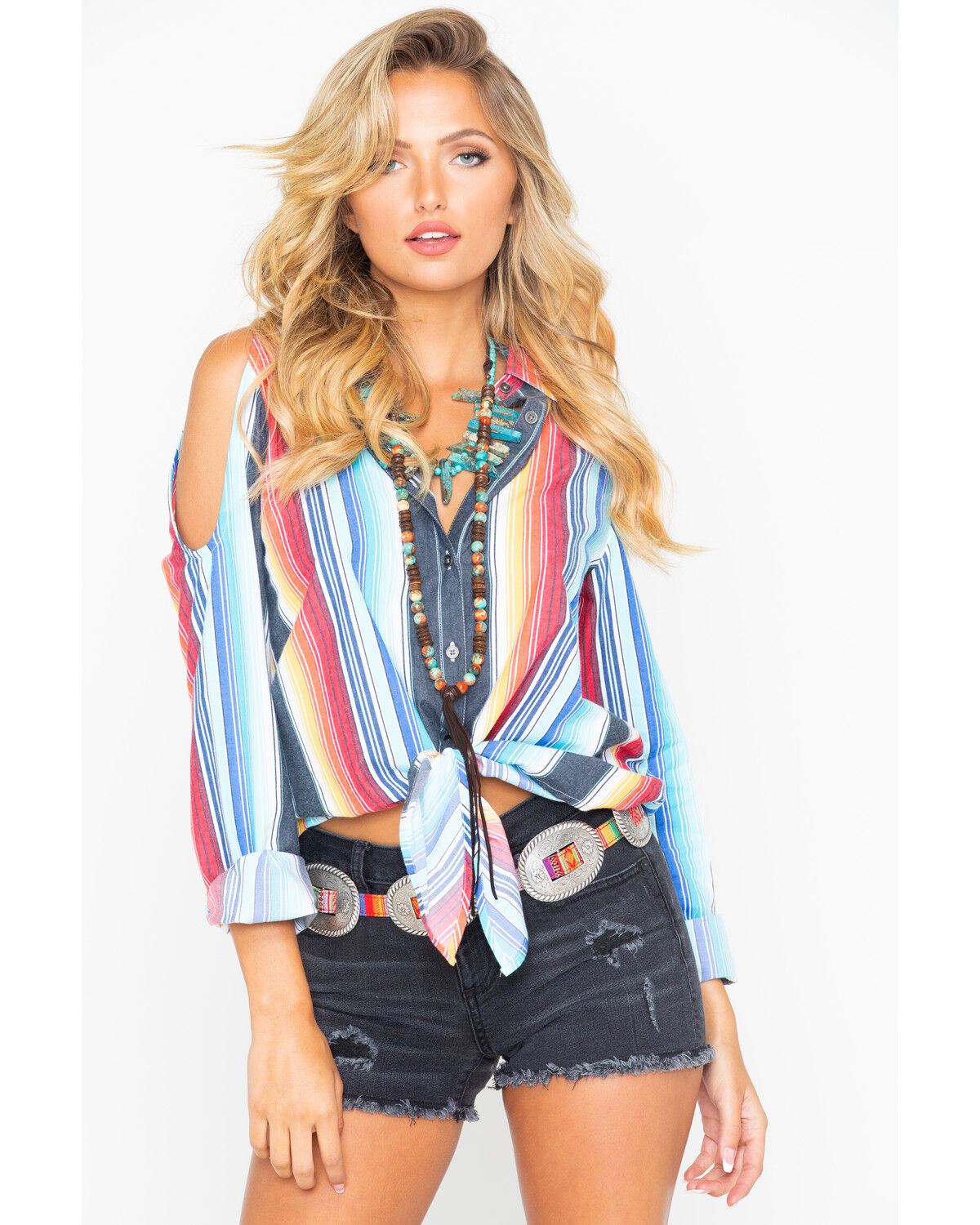 cold shoulder western tops