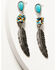 Image #1 - Shyanne Women's Desert Charm Feather Beaded Earrings, Silver, hi-res