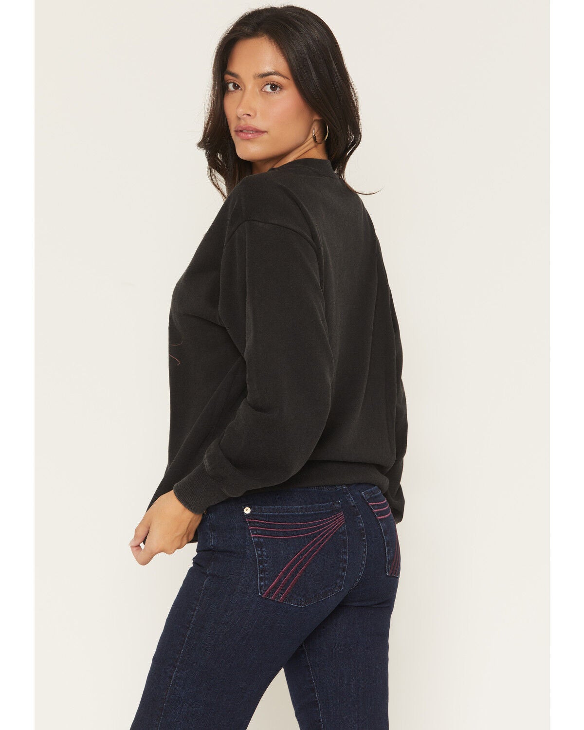 Image #4 - Youth in Revolt Women's Western Rodeo Crew Neck Sweatshirt, Black, hi-res