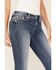 Miss Me Women's Medium Wash Stretch Mid Rise Embroidered Americana Cross Rhinestone Bootcut Jeans, Blue, hi-res