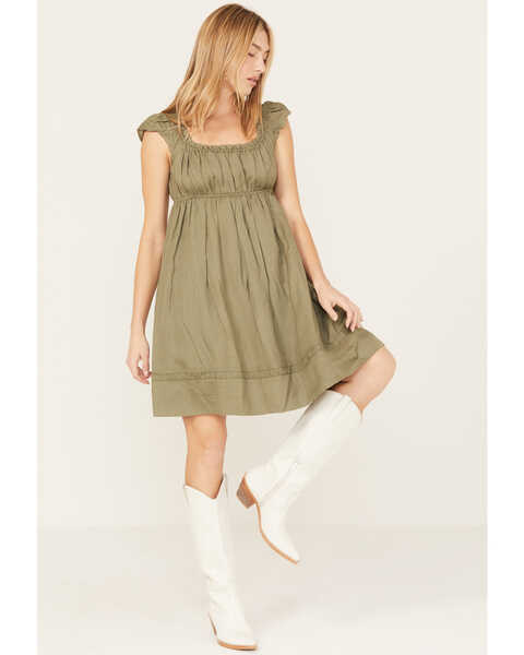 Cleo + Wolf Women's Solid A-Line Dress, Olive, hi-res