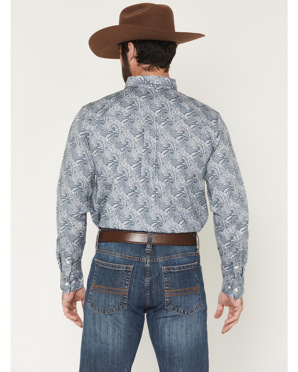 Image #4 - Cody James Men's Zeke Paisley Print Long Sleeve Button-Down Stretch Western Shirt, Blue, hi-res