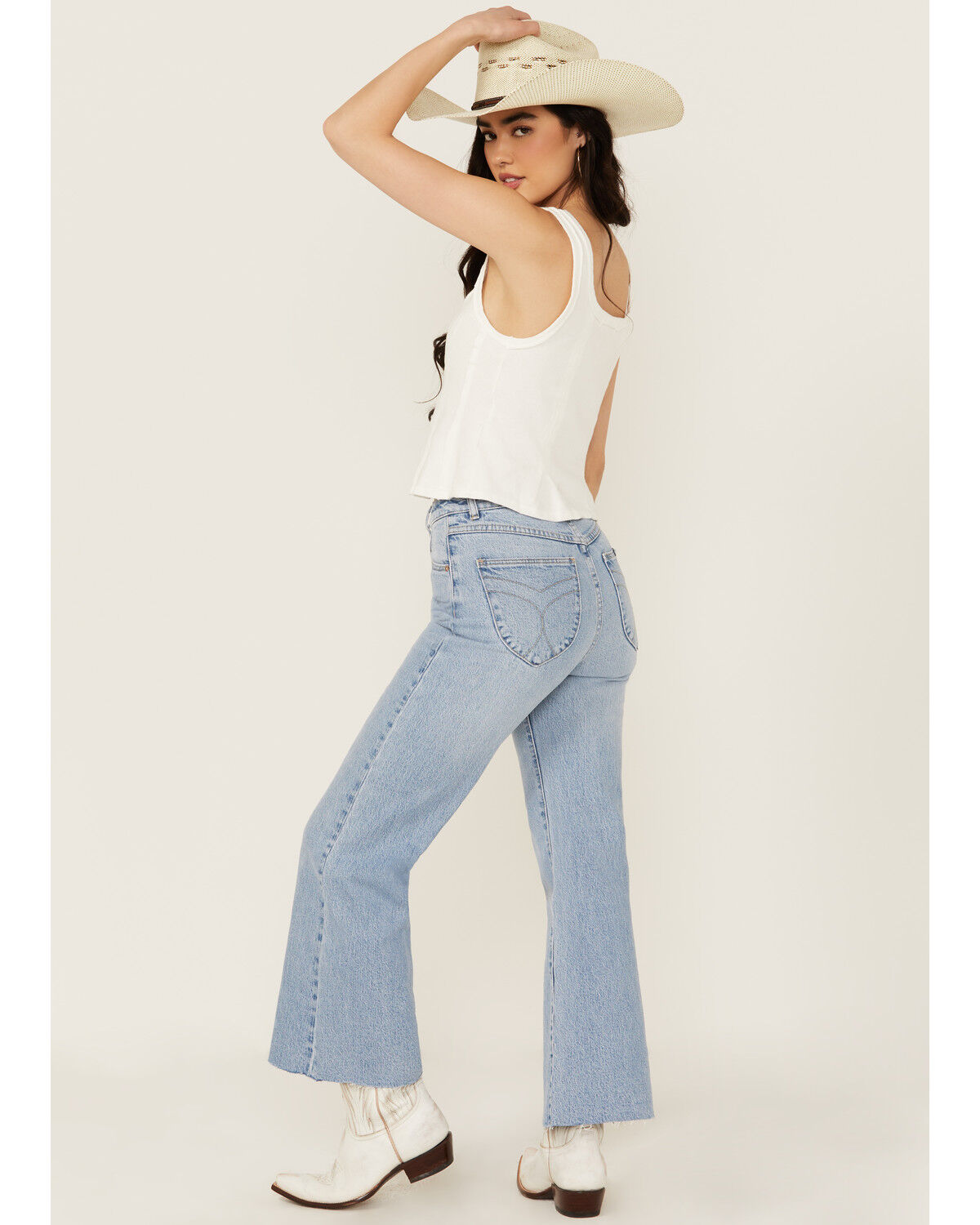 Image #3 - Rolla's Women's Light Wash Sunshine Eastcoast Ankle Flare Stretch Denim Jeans, Light Wash, hi-res