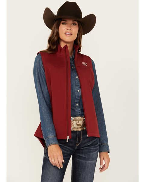 Image #1 - Ariat Women's Team Softshell Vest, Dark Red, hi-res