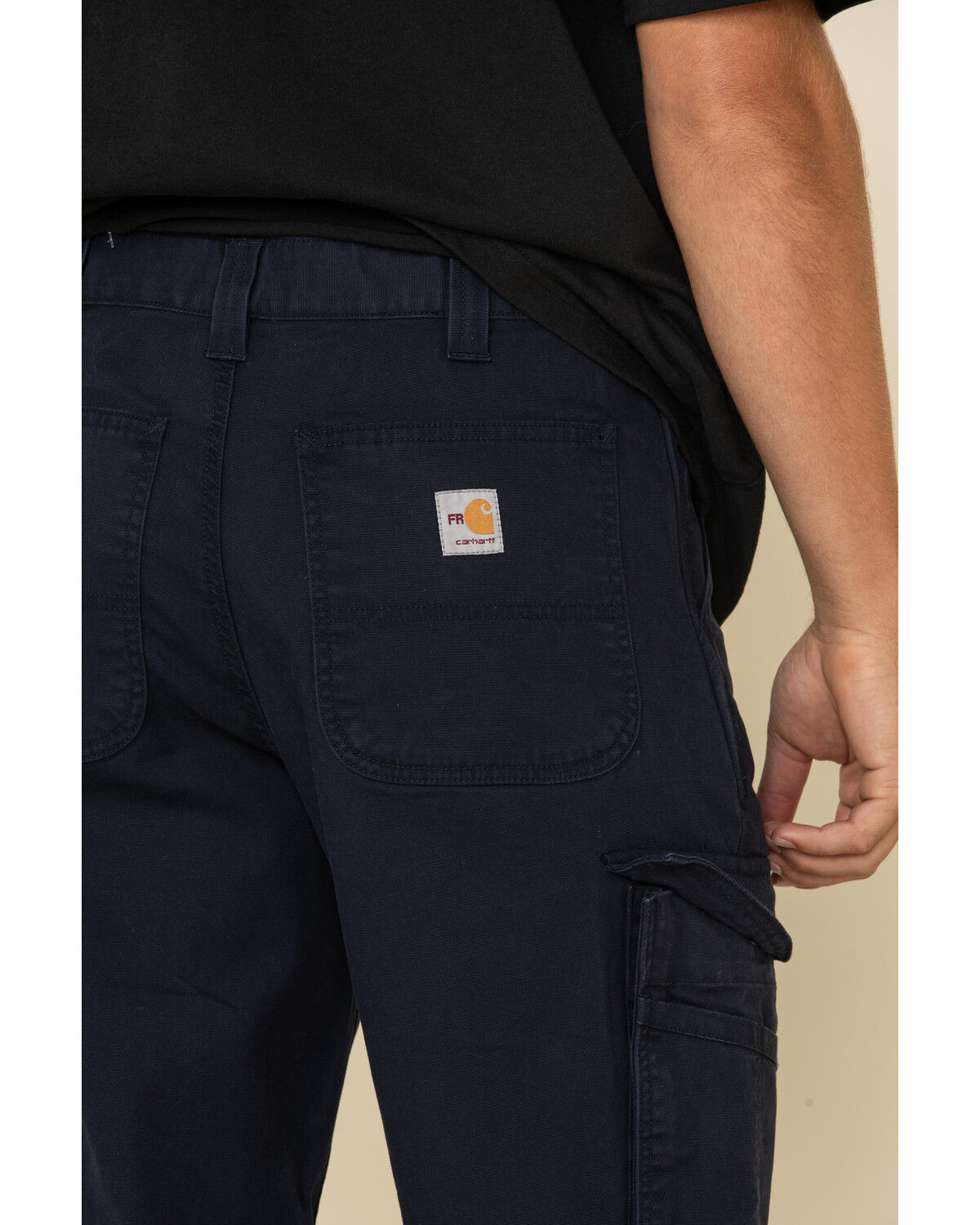 Image #4 - Carhartt Men's FR Rugged Flex Relaxed Canvas Cargo Work Pants, Navy, hi-res