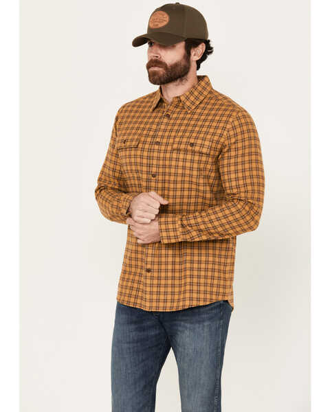 Image #1 - Brothers and Sons Men's Borden Everyday Plaid Print Long Sleeve Button-Down Flannel Shirt, Dark Yellow, hi-res