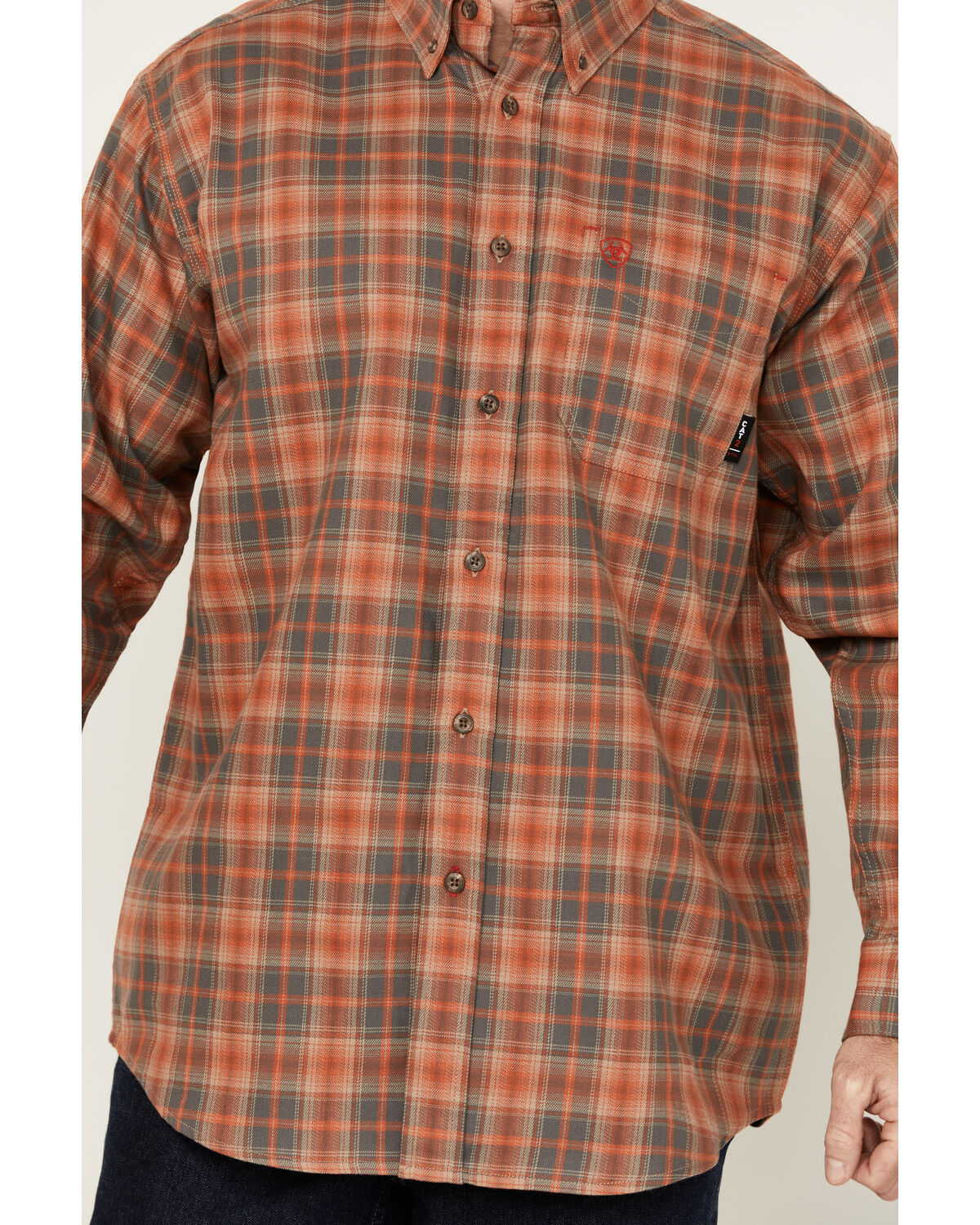 Image #3 - Ariat Men's FR Olympic Long Sleeve Button-Down Work Shirt, Beige, hi-res