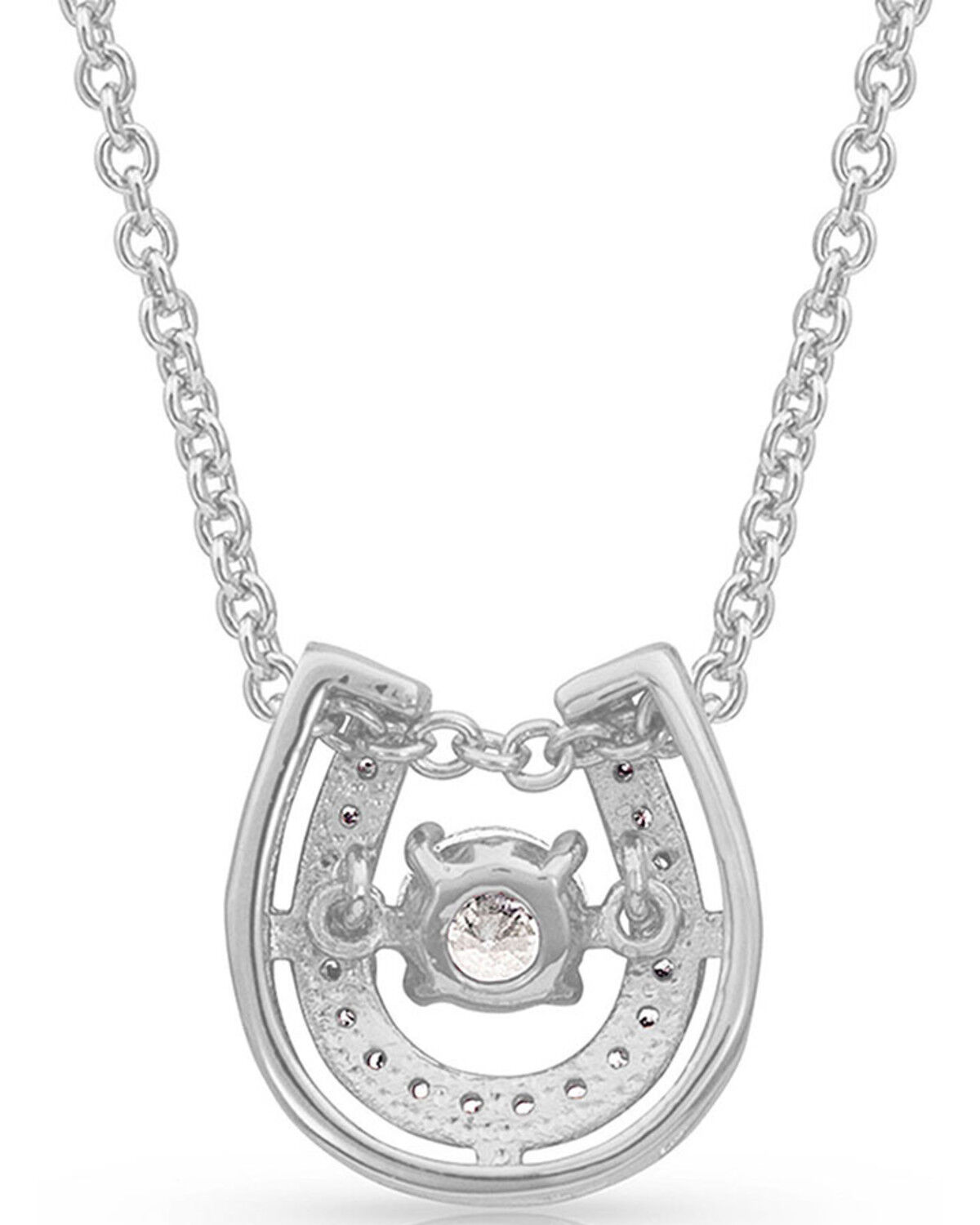 Image #2 - Montana Silversmiths Women's Dancing With Luck Horseshoe Necklace, Silver, hi-res