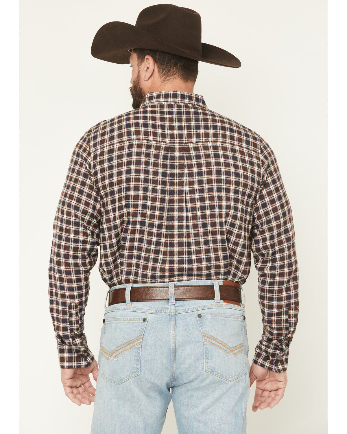 Image #4 - Cody James Men's Rodeo Ridge Plaid Print Long Sleeve Button-Down Stretch Western Shirt, Brown, hi-res